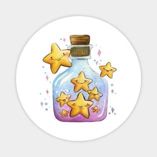 Fairy Bottle Little happy stars watercolour painting Magnet